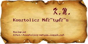 Kosztolicz Mátyás névjegykártya