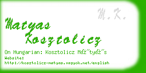 matyas kosztolicz business card